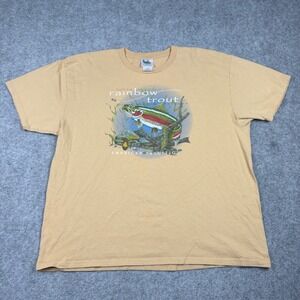 Vintage ODG Rainbow Trout T Shirt Mens 2X Tan Graphic Fishing Nature Outdoors